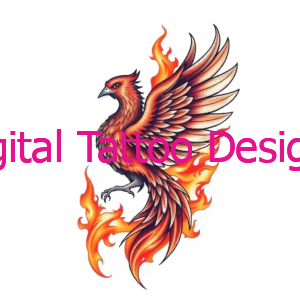 Ember Reign – Vertical Phoenix Rebirth Tattoo