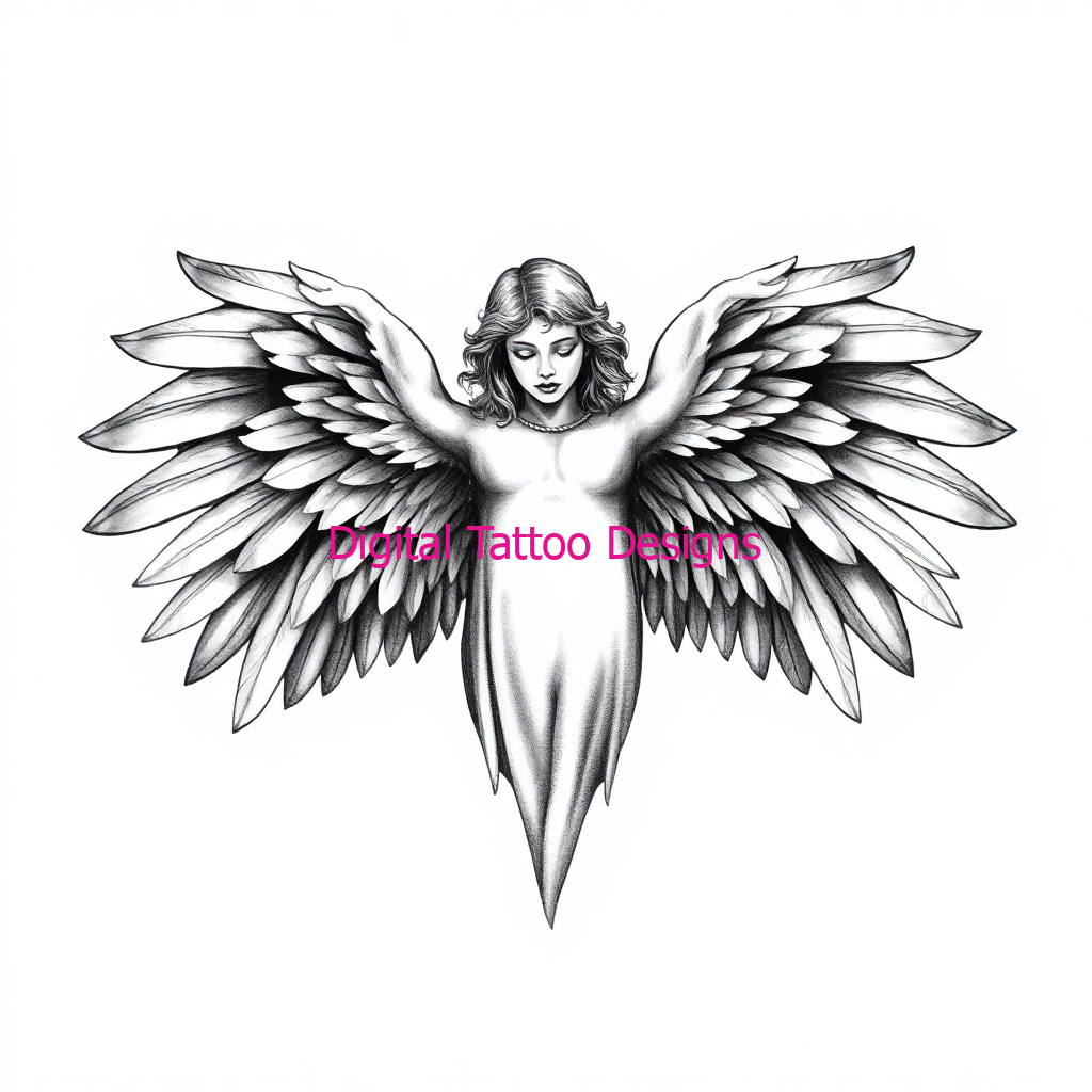 Graceful Guardian Angel Tattoo