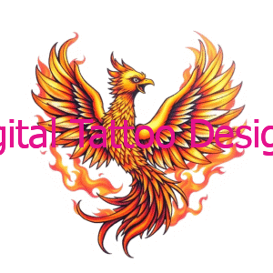 Inferno Rebirth – Fiery Phoenix Tattoo Design