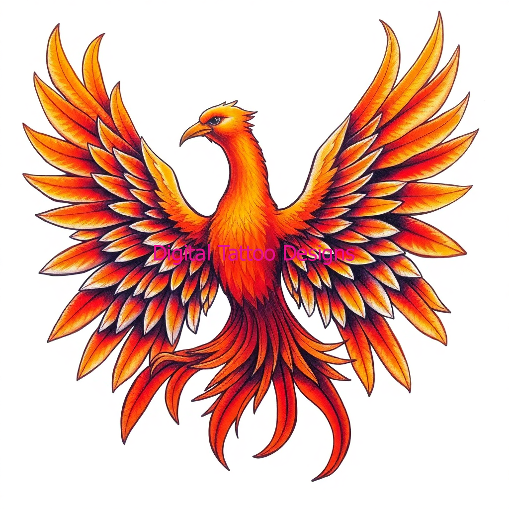 Majestic Phoenix – Rebirth and Power Tattoo Design