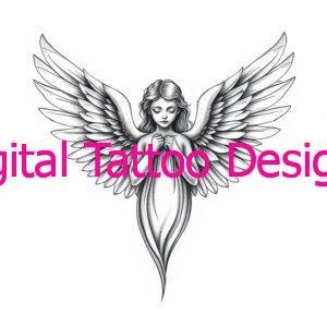 Peaceful Guardian Angel Tattoo