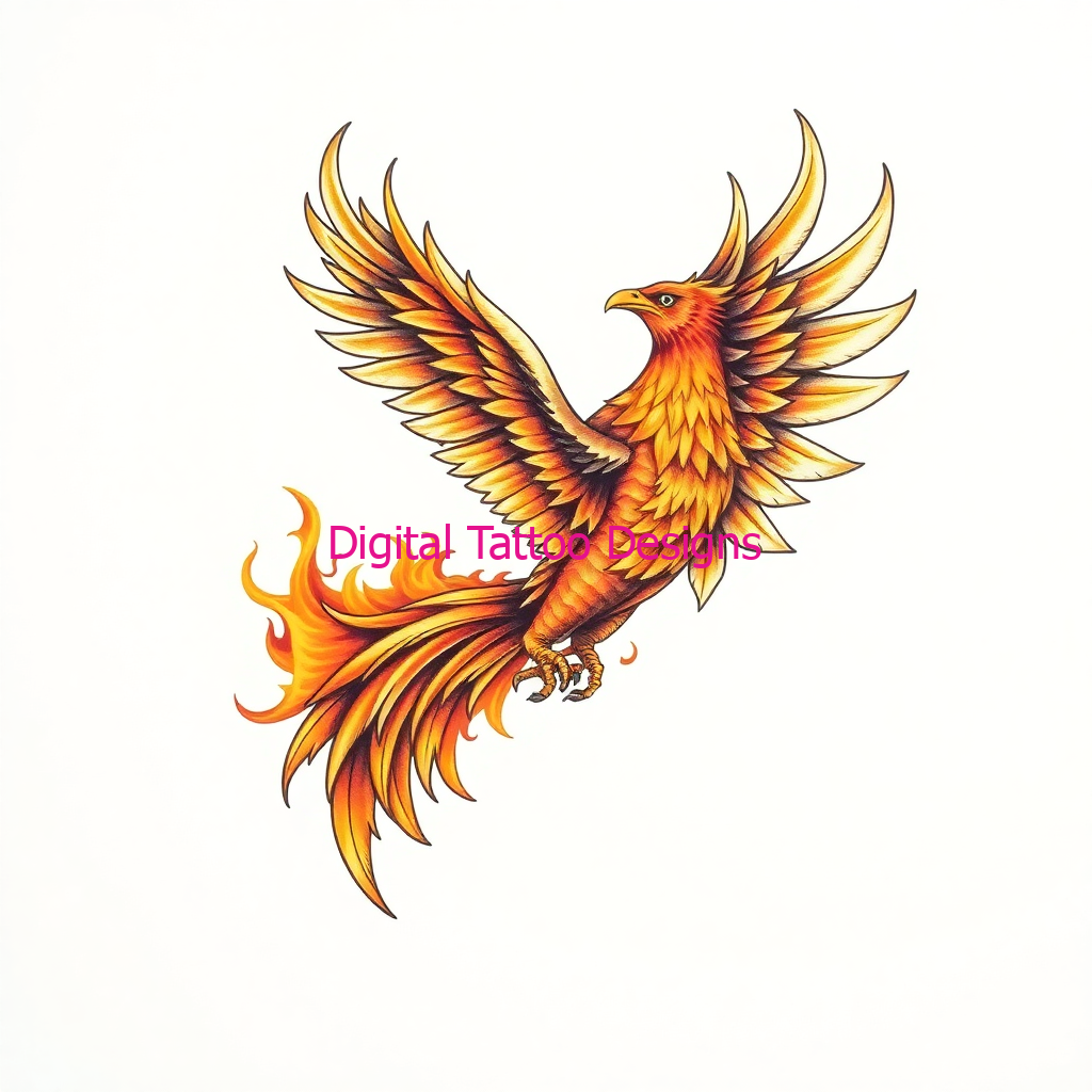 Phoenix Rising – Rebirth Tattoo Design