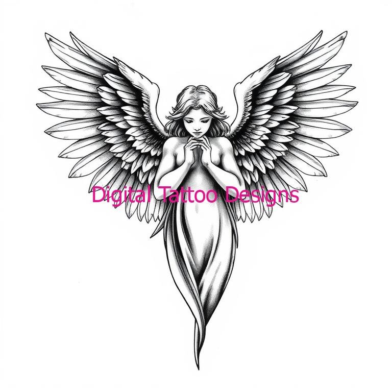 Praying Angel of Serenity Tattoo
